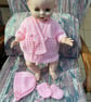 Knitted Outfit for 18" Pedigree Doll. 5 Piece, Lacy Design in Pink. 50's Style - Image 3