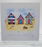 Beach Huts Card - blank card, birthday, beach, coastal card