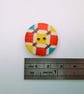 Red and yellow abstract wood buttons, set of 6, 2.5cm diameter - Image 2