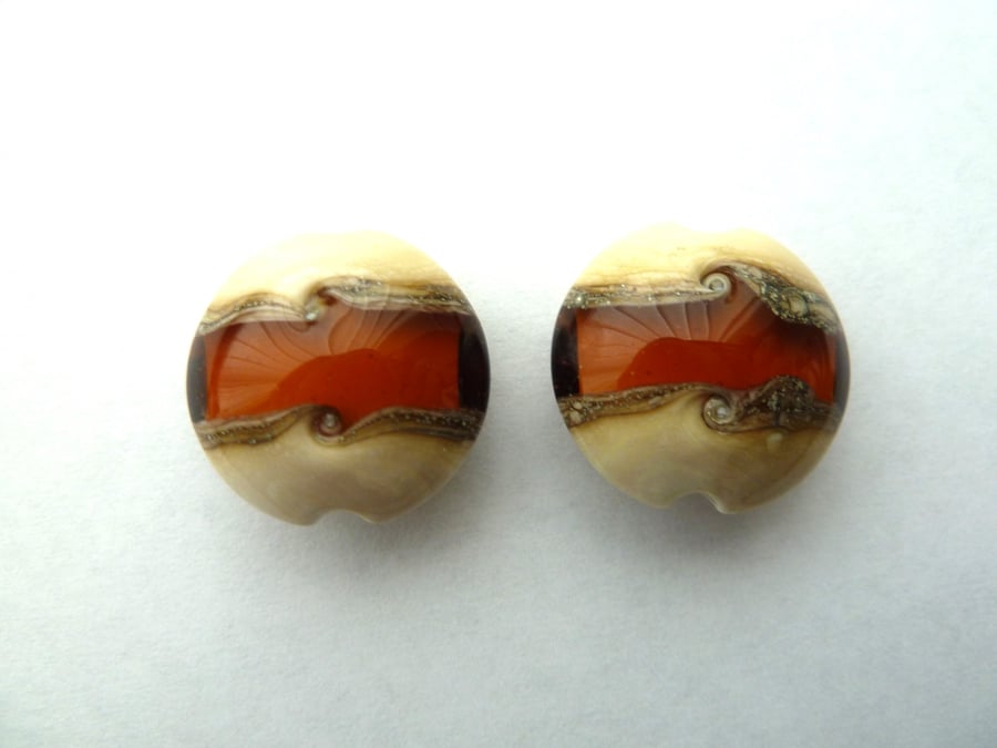 amber sand lentil beads