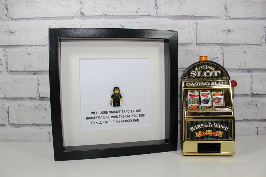 JOHN WICK - FRAMED CUSTOM LEGO MINIFIGURE - KEANU REEVES - AWESOME ART