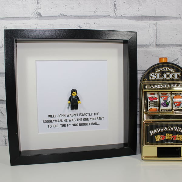 JOHN WICK - FRAMED CUSTOM LEGO MINIFIGURE - KEANU REEVES - AWESOME ART