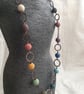 Rainbow lava bead necklace, Copper jewellery, Long multicoloured necklace - Image 3