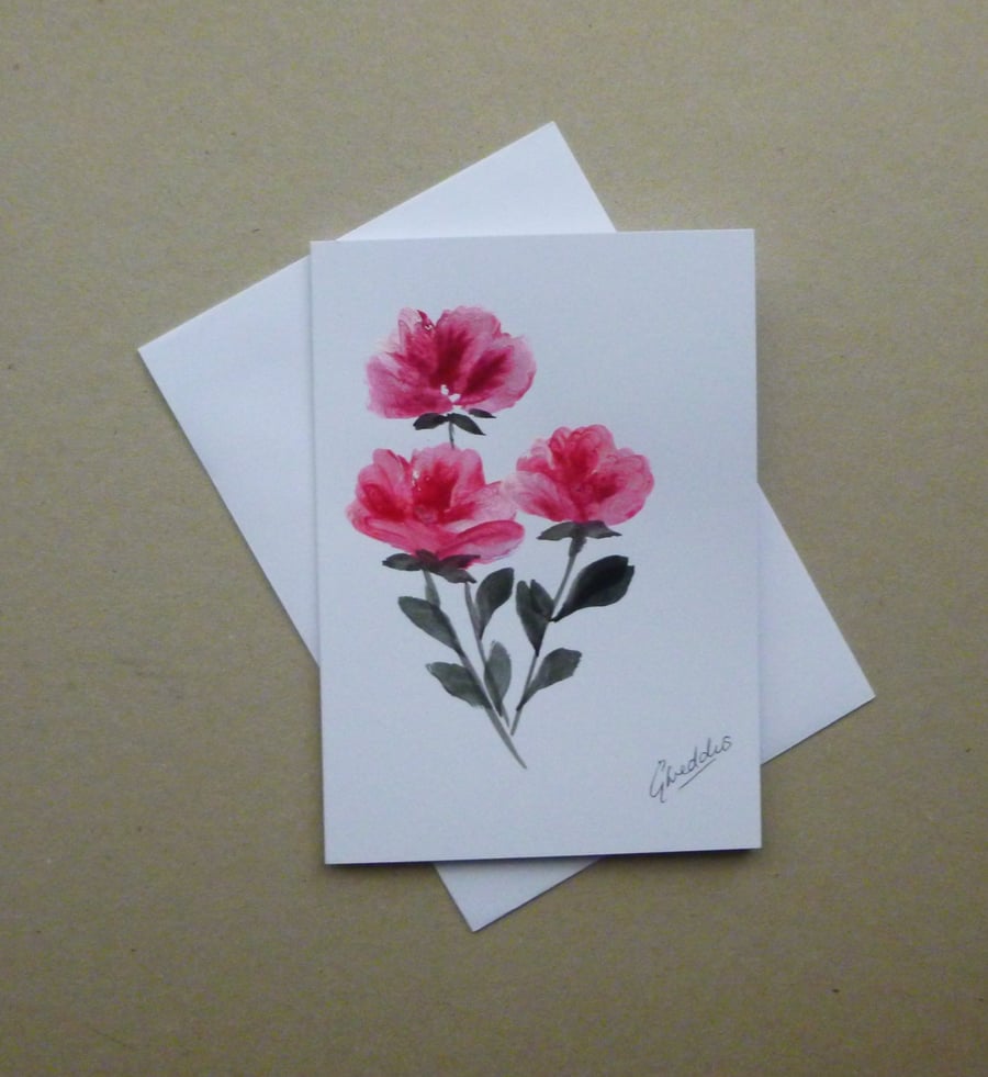 hand painted original art blank greetings card ( ref FA 303 P2 )
