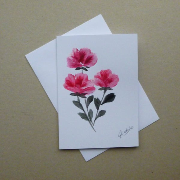 hand painted original art blank greetings card ( ref FA 303 P2 )