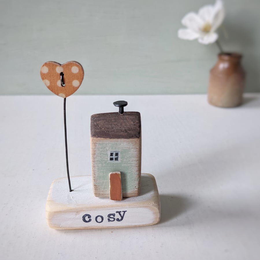Little Wooden Handmade House and Base in a Bag - cosy 