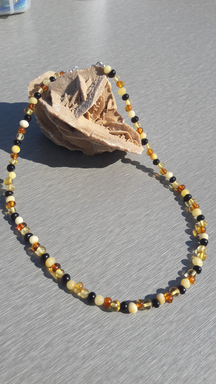 Multicoloured Amber Nugget Necklace