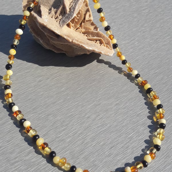 Multicoloured Amber Nugget Necklace