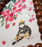 Original Cat Painting on Chinese Xuan Card, Framed, 13cm x 18cm - Image 4