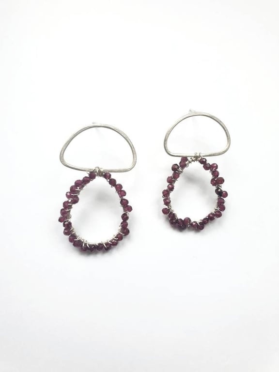 Silver and Faceted Garnet Earrings