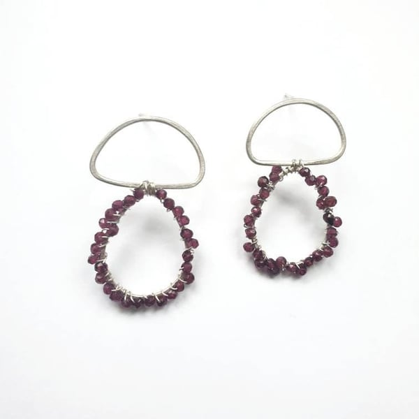 Silver and Faceted Garnet Earrings