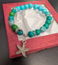 Handcrafted Ocean Breeze Bracelet - Blue Turquoise,Picture Jasper&Starfish Charm