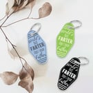 World's Best Farter Keyring, Funny Quote, Motel Keychains, Father's Day Gifts
