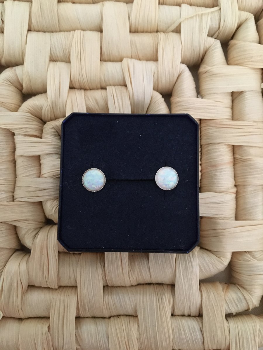 Dainty Faux Opal Stud Earrings
