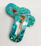 Turquoise Chunky Glitter Hair Clips - Image 1