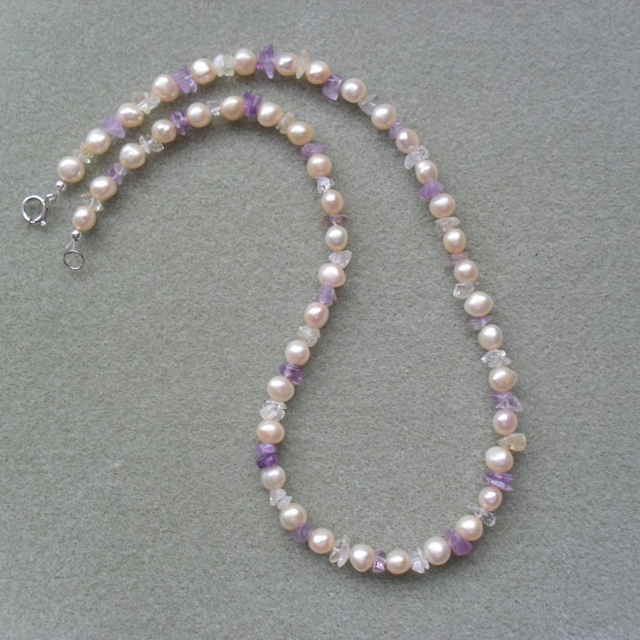 Cultured Pearl and Gemstone Necklace