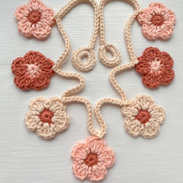 Crochet Flower Garland in Soft Pastel shades