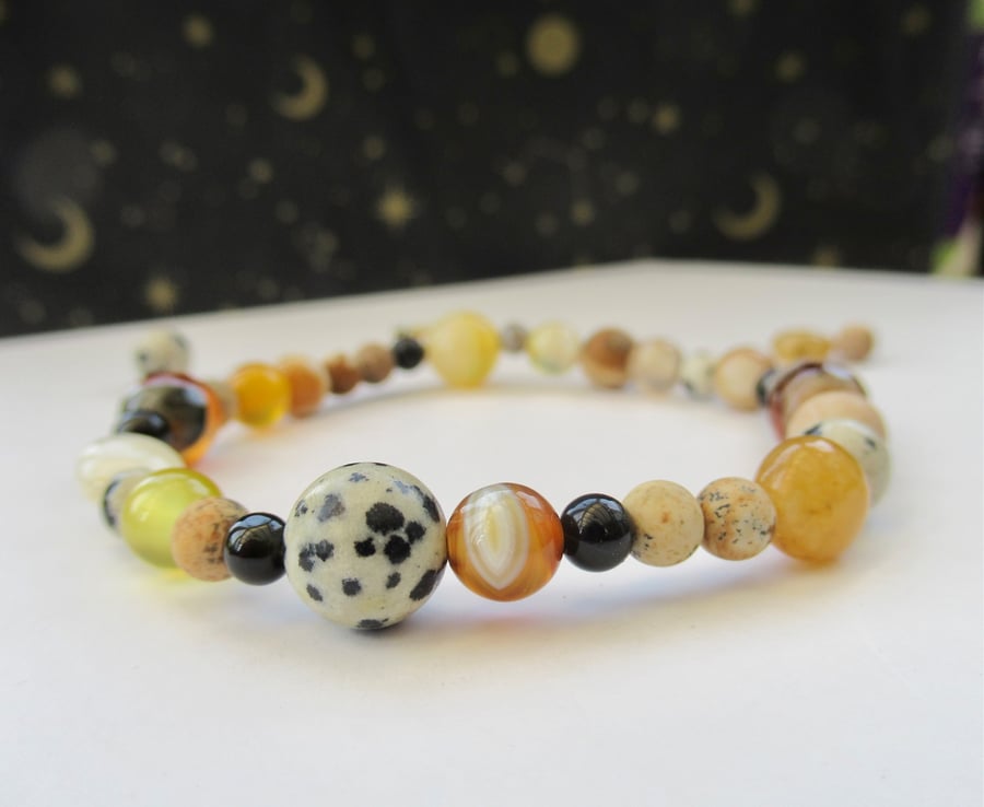 'Surface of the Planets' beaded stretchy bracelet