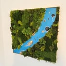 Wall Mounted Moss Woodland Epoxy River Art - 34" diagonal (600x600mm)