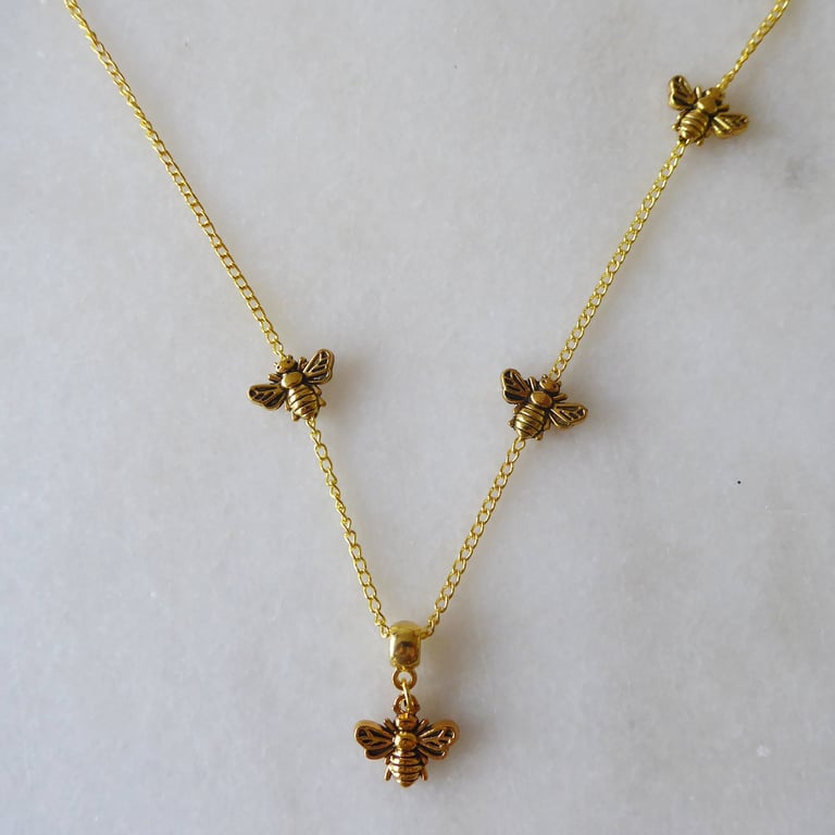 4 Bees Pendant with gold plated Chain
