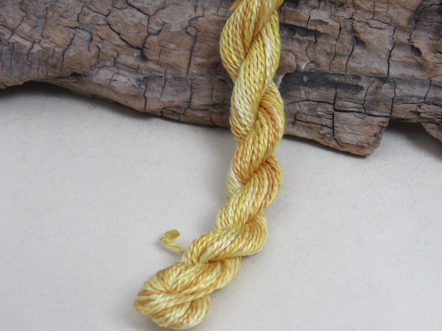 15m Natural Dye Shaded Yellow Gold Pure Silk Embroidery Thread 