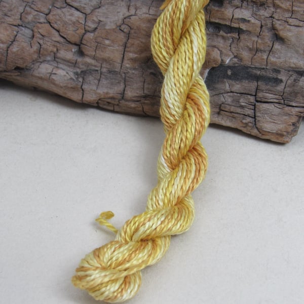 15m Natural Dye Shaded Yellow Gold Pure Silk Embroidery Thread 