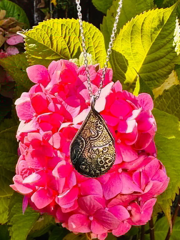 Tear of the Valley – One of a Kind Fine Silver Teardrop Pendant