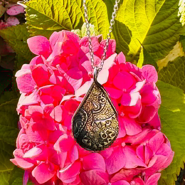 Tear of the Valley – One of a Kind Fine Silver Teardrop Pendant