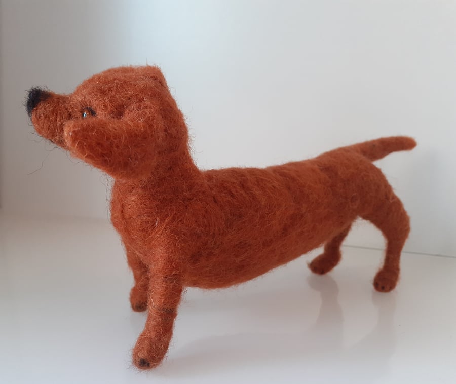 Daschund puppy,dog ooak,collectable needle felted wool sculpture 