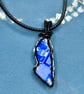 Scottish sea pottery necklace pendant - Unique gift - Blue and White