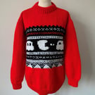 PacMan Bright Red Hand Knitted Sweater