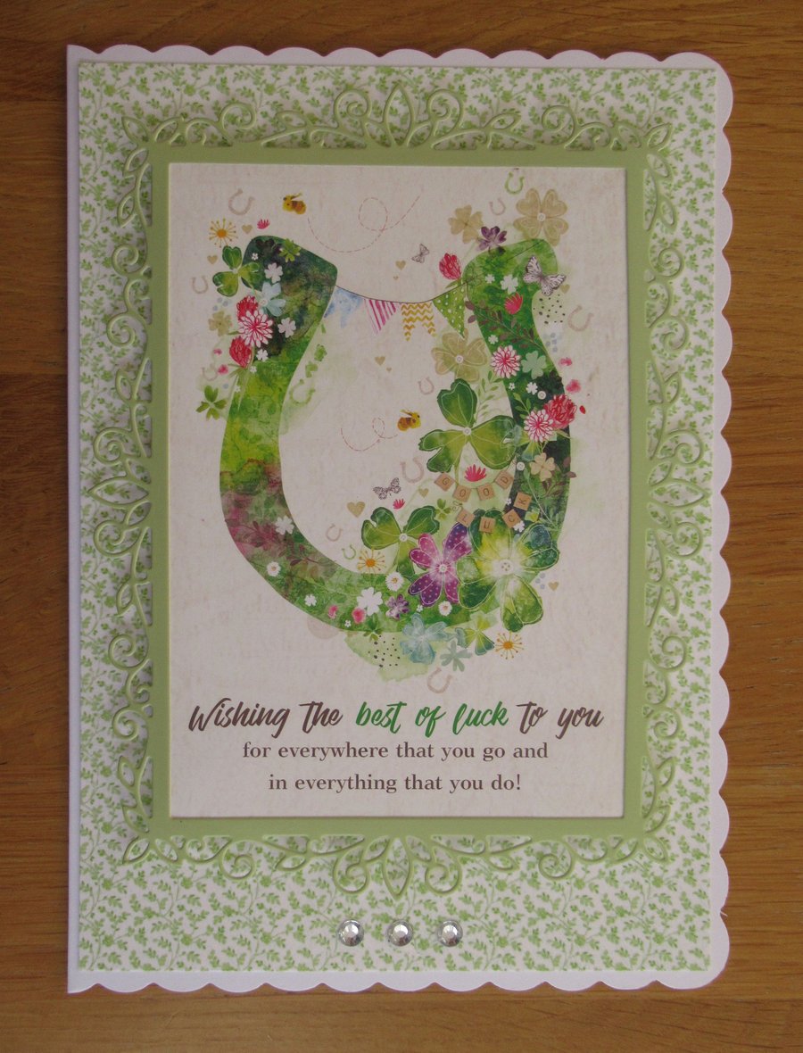 Lucky Horseshoe - Best of Luck Card - A5