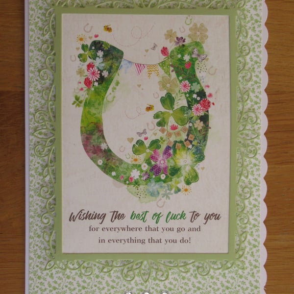 Lucky Horseshoe - Best of Luck Card - A5