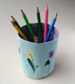 Fabric Pencil Pot with Embroidered Spring Flowers - Image 6
