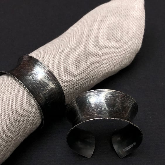 Napkin ring - Oxidised britannia silver