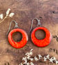 Handmade Ceramic Hoop Earrings, Bright Orange Clay Hoops, Made From Foraged Clay - Image 2