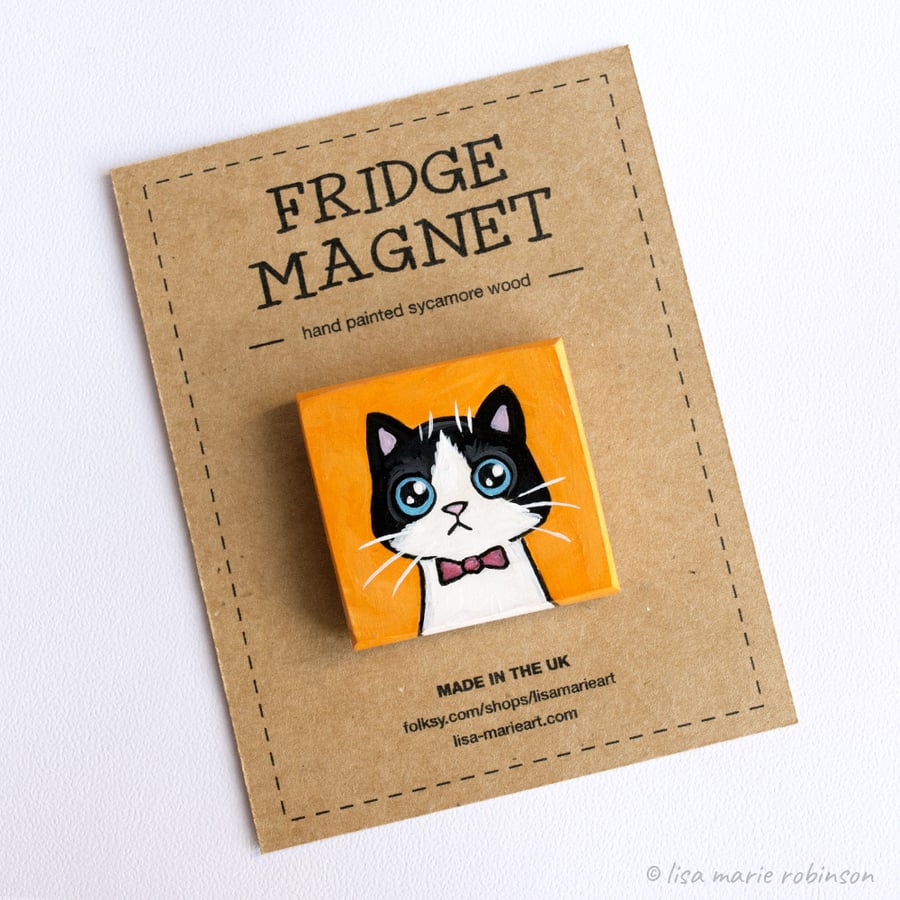 Cute Tuxedo Cat with Bow Tie Fridge Magnet