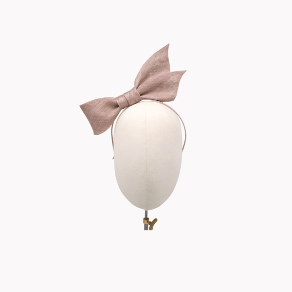 Mink Sinamay Bow Fascinator Headband – Elegant Headpiece for Wedding Guest
