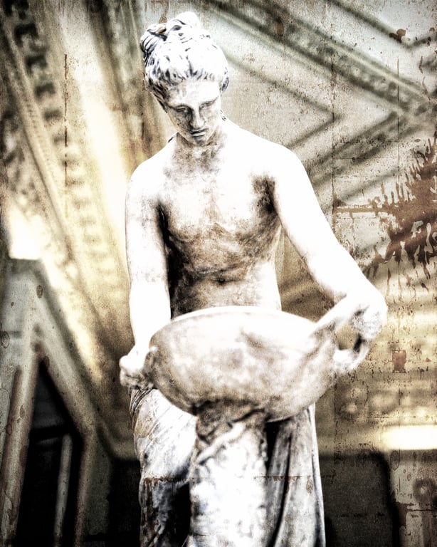 Replica Sculpture of Danaide, Royal Casino Murcia Spain, Archival Photo Print