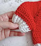 Newborn Crochet Christmas Baby Cardigan, Hat & Bootie Set - Red & White - Image 5