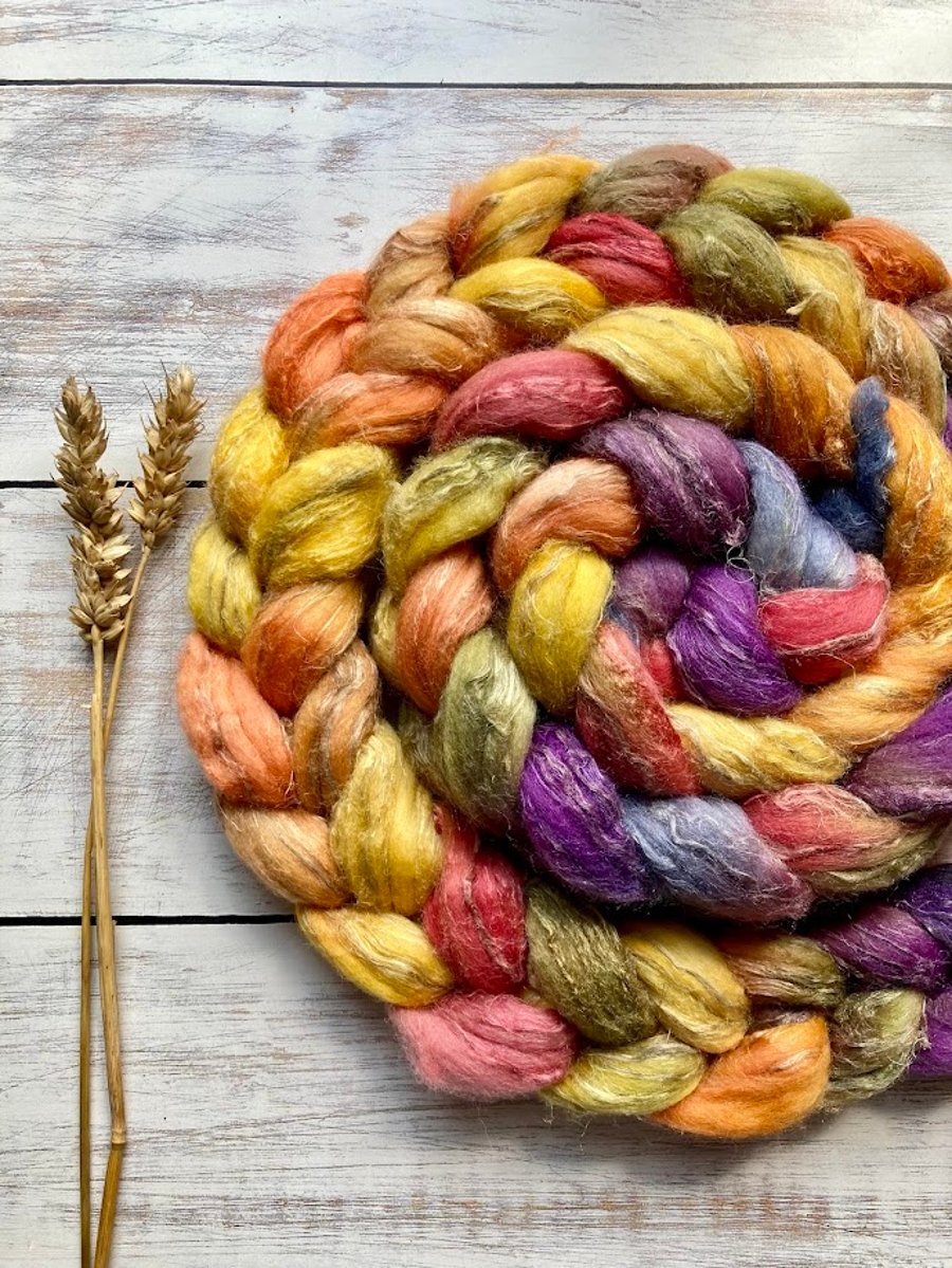 Merino Silk Linen Spinning fibre 100g Summerfall