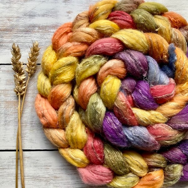 Merino Silk Linen Spinning fibre 100g Summerfall