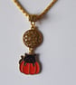 Floral Charm with Enamelled Black Cat & Pumpkin Pendant Necklace - Image 5