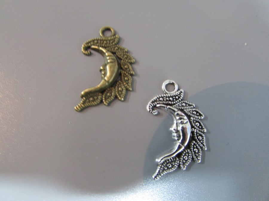 Moon Tibetan Charm available in silver or bronze