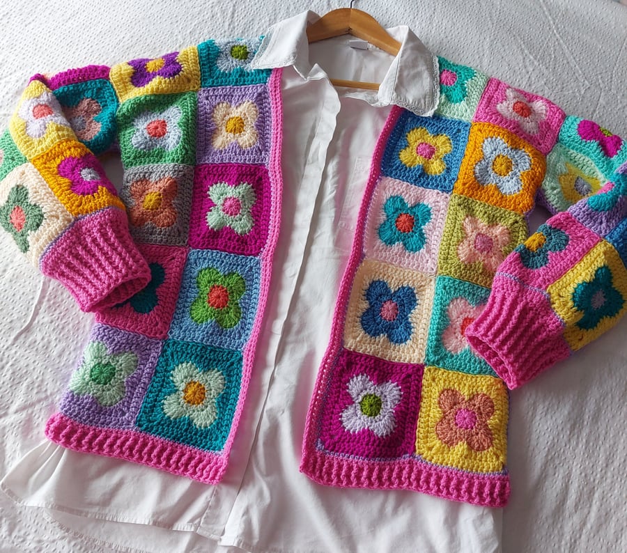 Crochet 'Jessica' Flower Power Cardigan