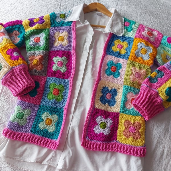 Crochet 'Jessica' Flower Power Cardigan