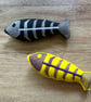 Small Skelefish……Embroidered  fish bones catnip kicker toy.