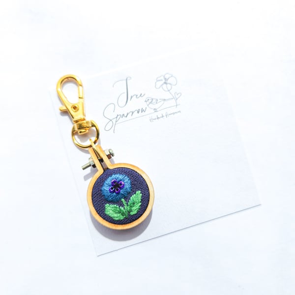 Hand Embroidered Floral Keyring