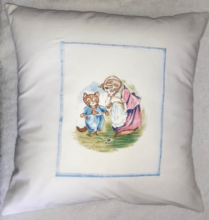 Tom Kitten and Tabatha Twitchit cushion