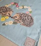 Hedgehogs in primroses heart tea towel design, organic cotton, hanging loop - Image 5